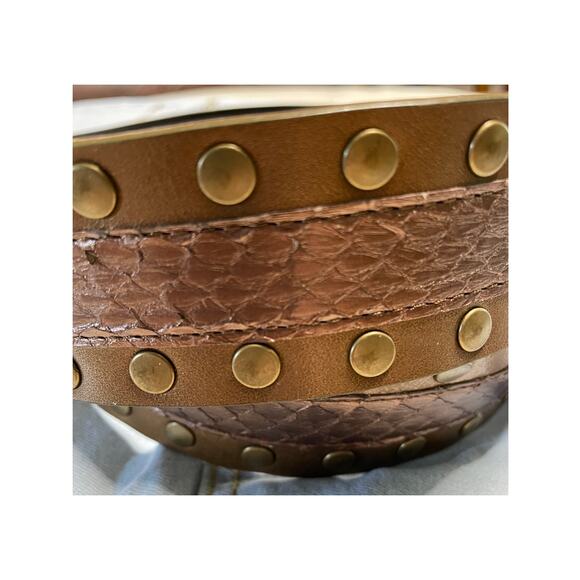 WCM Snake Italian Leather Wide Belt L45.5" W1.75" 38"-42" - Picture 5 of 8